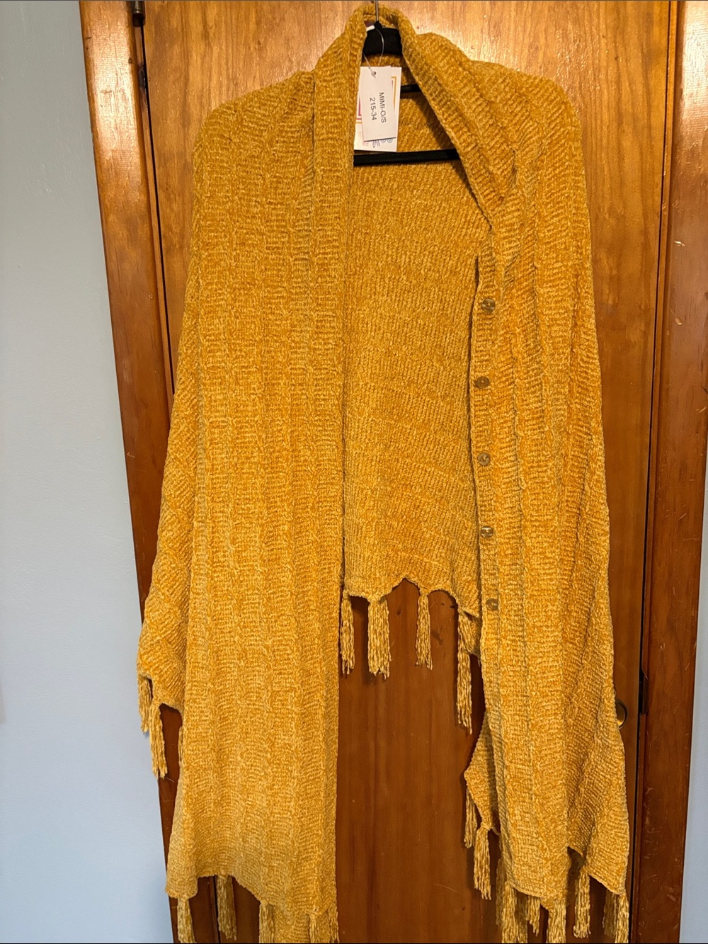 Lularoe Mimi Mustard Yellow Fringe Knit Women's Sweater Cardigan - One Size